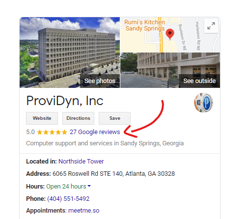 MSP Google Reviews Example