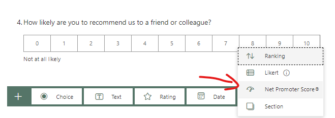 NPS in Microsoft Forms